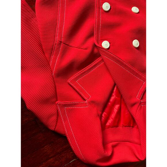 Vintage 60s Betty Rose ILGWU Red White Light Coat Mod Jacket Small Medium Retro - Picture 4 of 9